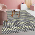 Modern Geometric Chevron Rug Industrial Wave Pattern in Layered Tones Minimalist Washable Non-Slip Area Carpet for Living Room Dining Room Bedroom Office Playroom Indoor Thin Mat 10x14 Grey