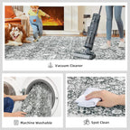 Area Rugs 5x7 - Grey Area Rug for Living Room, Bedroom & Dining Room - Soft Faux Wool, Low-Pile Distressed Carpet Print Floor Covering