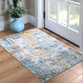 Entrance Rugs Indoor 2x3 Blue Entry Rug Washable Abstract Small Area Rug Non-Slip Low Pile Throw Rugs for Entryway, Kitchen Floor, Front Door Indoor Door Mat, Bathroom, Bedroom Bedside