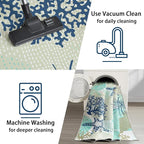 Tritard Coastal Area Rugs Nautical Beach Themed Non-Slip Machine Washable Rugs Modern Floor Carpet for Living Room Bedroom, 3x5, Navy