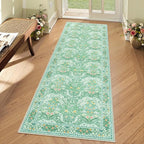 Lahome Floral Washable Kitchen Runner Rug, 2x6 Runners for Hallways Non Slip Ultra-Thin, Boho Soft Hallway Rug Forest Green Carpet for Bedroom Bathroom Laundry Room, Sage Green