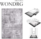 5x7 Washable Area Rug Grey Abstract Modern Living Room Bedroom Throw Rug Non Slip Soft Thin Simple Indoor Floor Carpet for Office Entryway Kitchen Nursery Home Decor