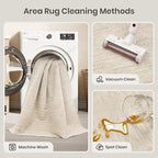 Valenrug Washable Rugs 5x7 - Non Slip 5x7 Area Rugs for Living Room, Stain Resistant Area Rugs for Bedroom, Foldable Machine Washable Area Rug(5'x7', Beige)