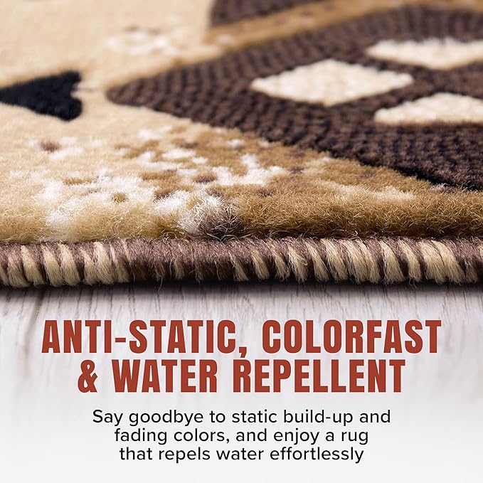 YHSF South West Native American Area Rug C318 - Easy Clean, Thick, Soft, Durable Native Tribal American Indian Inspired Rug for Bedroom/Living Room and More - Berber, 5 Feet x 7 Feet