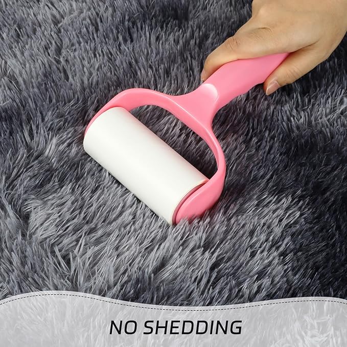 duduta Grey Plush Round Rug 4x4 ft, Tie Dye Gray Fluffy Shag Rugs for Bedroom Classroom Nursery Playroom Dorm Decor, Washable Non Slip