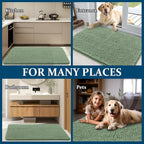 OLANLY Dog Door Mat for Muddy Paws 54x24, Absorbs Moisture and Dirt, Absorbent Non-Slip Washable Doormat, Quick Dry Chenille Mud Mat, Entry Indoor Entryway Carpet for Inside Floor, Olive Green
