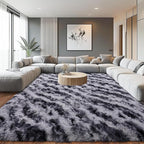 Shaggy Modern Shag Area Rug for Bedroom, Upgrade Non-Slip Plush Fluffy Carpet for Kids Room Home Decor, Plush Area Rug Tie Dye Stripes 6x9Ft