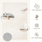 4x6 Geometric Rug: Washable Boho Moroccan Throw Rug Neutral Modern Farmhouse Indoor Soft Non Slip Ultra Thin Printed Pattern Rugs for Kitchen Bedroom (Beige, 4'x6')