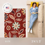 Maples Rugs Reggie Floral Area Rug - Made in USA - Washable, Non Slip, Pet-Friendly Mats for Living Room, Bedroom, and Office, 3'4 x 5, Merlot