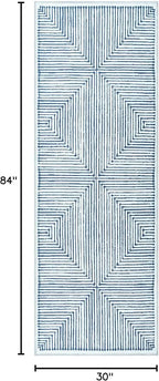 Bloom Rugs Washable Non-Slip 7 ft Runner - Blue/Ivory Striped Runner for Entryway, Hallway, Bathroom, and Kitchen - Exact Size: 2.5' x 7'