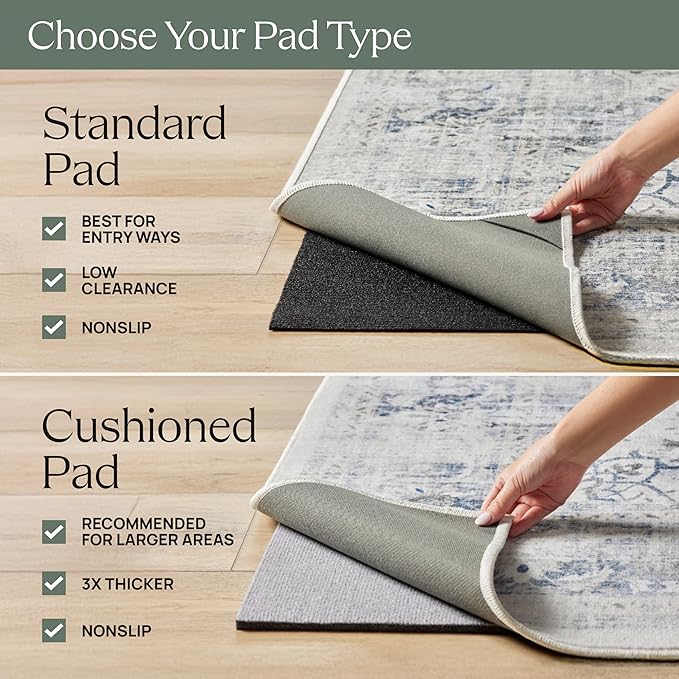 RUGGABLE Washable Vintage Area Rug – Sarrah Sage 3x5, Stain-Resistant, Non-Slip – Small Machine Washable Rugs for Living Room, Bedroom, Hallway, Entryway & Office–with Standard Pad