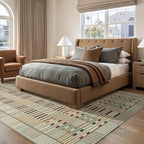 GENIMO Machine Washable 5x7 Area Rugs for Living Room, Non Slip Vintage Rugs, Low Pile Lightweight Chenille Print Rug for Bedroom, Dining Room, Home Office, Taupe Sage