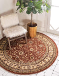 Unique Loom Voyage Collection Traditional Oriental Classic Intricate Design Area Rug (6' 0 x 6' 0 Round, Terracotta/Ivory)