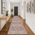 KOZYFLY Runners for Hallways 3x16 Ft Extra Long Washable Faux Wool Thin Hallway Rug Printed Carpet for Entryway Bedroom Staircase Kitchen Laundry Room Floor Decor, Terracotta/Beige