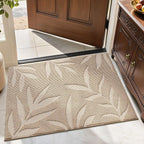 LUMI Front Door Mat Indoor Entrance 24"x36", Low Profile Welcome Mat, Non-Slip Washable Doormat with Rubber Backing for Entrance, Patio, Garage, Beige