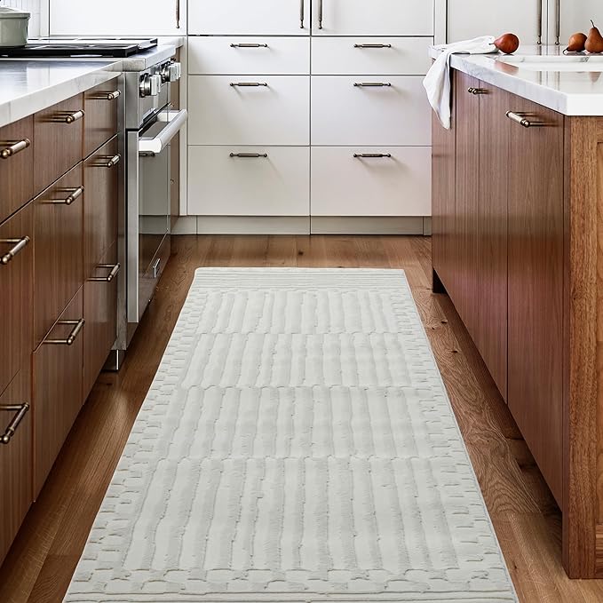 Revival Rugs Soloba 2'7"x9' Machine Washable Runner Rug for Hallway Entryway - 100% Recycled Oeko-TEX Certified, Medium Pile, Beige, Cream