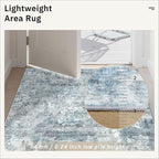 Washable Runner Rug, 2'6" x 8' Non-Slip Kitchen Vintage Foldable Hallway Runners for Entryway, Laundry, Bedroom, Blue