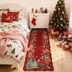 Lahome Floral Christmas Runner Rug, 2x6 Red Christmas Rug Runner Non Slip, Soft Kitchen Runner Rugs with Rubber Backing Holiday Carpet Runner for Hallways Bedroom Laundry, Red