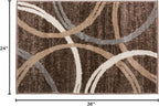 Rugshop Modern Wavy Circles Design Accent Rug, Non-Shedding Carpet for Entryway, Bathroom, or Kitchen, Brown, 2' x 3'