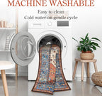 Lahome Boho Hallway Runner Rug - 2x6 Kitchen Runner Rugs Non Skid Washable Non-Slip Laundry Room Rug Throw Low-Plie Bathroom Oriental Distressed Carpet for Entrance Bedroom Living Room