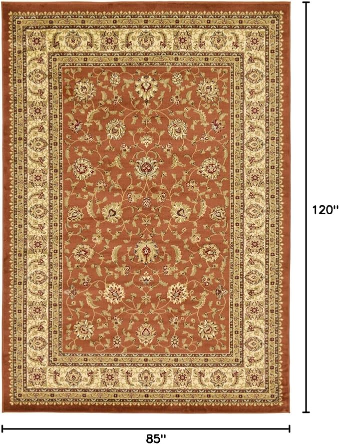 Unique Loom Voyage Collection Traditional Oriental Classic Intricate Design Area Rug (7' 0 x 10' 0 Rectangular, Terracotta/Ivory)
