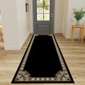 Greek Key Runner Rugs, 3.3x10ft, Vintage Traditional Tribal Black and Gold Color Stain Resistant Long Rug Runners, Entryways Non Slip Washable Sturdy Room Decor Mat for Kitchen Bedroom