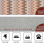 Brown Pink White Wave Runner Rug, 4x12ft Soft Tone Hallway Decor Carpet - Modern Home Corridor & Foyer Long Rug Non-Slip Mat, Washable Flannel Material, Bedroom Stylish Accent Rugs