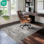 4x6 Machine Washable Area Rug for Living Room, Olive Grey Boho Vintage Floral Rug Large Non-Slip Low Pile Soft Faux Wool Carpet, Kids and Pets Friendly for Bedroom Dining Room Farmhouse Decor Rug