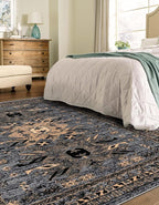 Unique Loom Taftan Collection Border Geometric Tribal Inspired Design Area Rug (6' 0 x 9' 0 Rectangular, Gray/ Black)