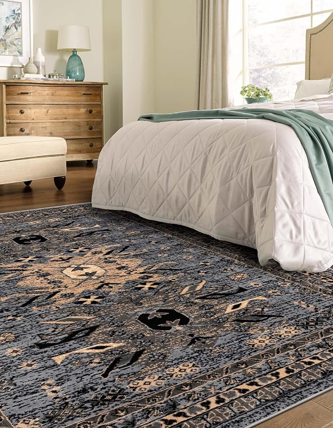 Unique Loom Taftan Collection Border Geometric Tribal Inspired Design Area Rug (2' 2 x 3' 0 Rectangular, Gray/ Black)