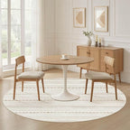 Nakagishi Round Rug Boho Area Rugs: 4x4 Washable Large Circle Neutral Soft Stain Resistant Non-Slip Carpet for Women Aged 25-45 Farmhouse Decor Enthusiasts - Living Room Bedroom Dining Room Nursery