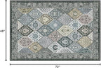 Phantoscope Washable Area Rug 4'x6' Non-Slip, Vintage Boho Rugs for Living Room, Bedroom, Dining Room, Distressed Moroccan Mosaic Diamond Pattern, Low-Pile Foldable Floor Carpet, Grey Charcoal