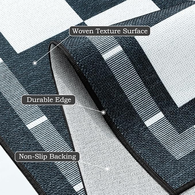 Vasofe Checkered Jute Kitchen Rug, 2x3 Black and White Rugs Indoor Outdoor Front Door Mat Non Slip Washable Area Rugs, Farmhouse Non Shedding Low Pile Floor Carpet for Entryway Porch Doorway