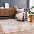 Hauteloom Ampusungan Modern Moroccan Medallion Farmhouse Living Room, Bedroom Area Rug - High Low - High Pile Carpet - Cream, Beige, Brown, Beige - 7'10" x 10'