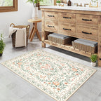 GarveeHome 2x3 Floral Area Rug Non Slip Entryway Mat Low Pile Stain Resistant Butterfly Kitchen Rugs Soft Small Throw Carpet for Dining Room Bedroom Washable Bow Rugs for Living Room Bathroom, 2x3