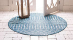 Unique Loom Outdoor Trellis Collection Area Rug - Tribal Trellis (4' 1" Round, Teal/ Ivory)