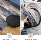 Modern Abstract Runner Rug 14' x 2'7'' (Runner), Grey, 0.32 Inch Thick, Non-Slip, Machine Washable, Faux Wool