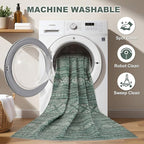 Nakagishi 7x9 Area Rugs Living Room: Washable Boho Large Neutral Soft Farmhouse Rug Stain Resistant Modern Indoor Floor Non-Slip Carpet for Bedroom Nursery Kids Playroom Office Dining Room Dorm- Green