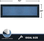 PURRUGS Dirt Trapping Door Mat 24" x 70", Non-Slip/Skid Machine Washable Entryway Rug, Shoes Scraper, Throw Rug, Super Absorbent Area Rug for Muddy Wet Shoes and Paws, Light Blue & Navy