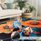 6x8 Poppy Classroom Rugs - Retro Flowers Art Playroom Rug, Rustic Florals Art Carpet Area Rug for Girls Bedroom Kids Room Basement Office Classroom