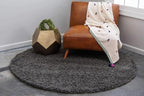Unique Loom Solid Shag Collection Area Rug (4' 1" Round, Graphite Gray)