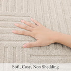 SHACOS Soft Cozy Fluffy Geometric High-Low Arch Rug 4'x5'3" Non Slip Washable Modern Area Rug Stain Resistant Contemporary Carpet for Living Room Bedroom Dining Room, Beige
