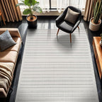 CAMILSON Modern Rug 5x7 Luxury Striped Line Micro Loop Area Rugs Soft High-Low Pile Stain Resistant Easy to Clean Non-Shedding Durable Living Room Bedroom Indoor Carpet (White)