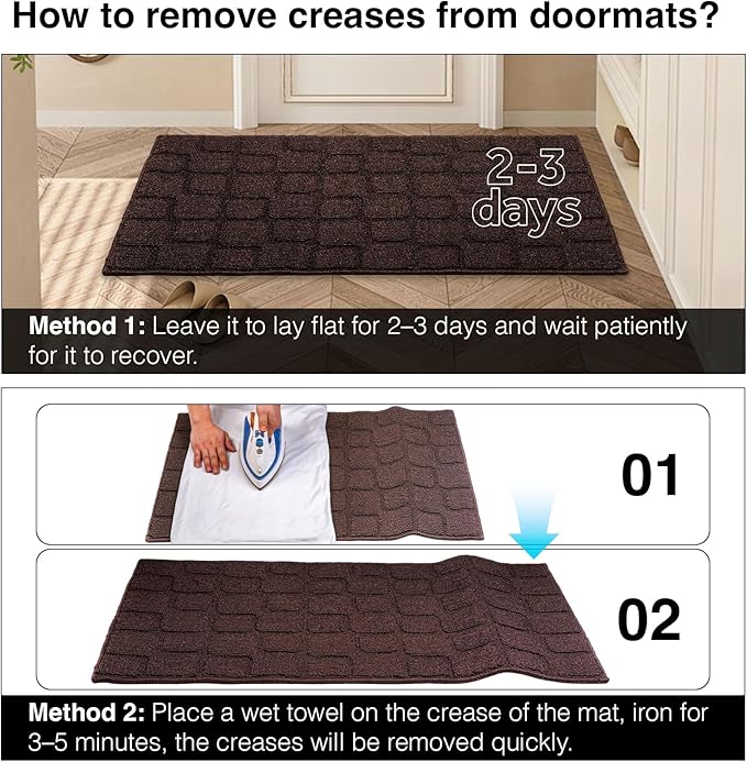 Front Door Mat Outside Entrance, Outdoor Indoor Door Mats for Entryway, Entrance, Entry, Patio, Waterproof Non Slip Doormat, Low-Profile, 24" × 35“, Coffee