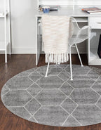 Unique Loom Trellis Frieze Collection Area Rug - Geometric (3' Round, Light Gray/ Ivory)