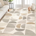 MUJOO Boho Rug Washable,4x6.5 Area Rugs for Bedroom Living Room Bedside Office,Throw Floor Carpet Non Slip Soft Indoor Modern Abstract Bohemian Neutral Beige