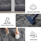 6x9 Area Rugs for Living Room Bedroom, Soft Fluffy Shaggy Bedside Rug, Indoor Floor Carpet for Kids Playroom, Dorms, Nursery Rooms, Home Decor (Grey 6'x9')