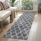 Lahome Moroccan Runner Rugs for Hallway 2x6 Washable Non-Slip Carpet Bedroom Rugs Throw Low-Pile Laundry Room Rug Kitchen Runner Grey Distressed Entryway Bathroom Living Room