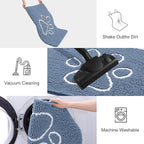 Smiry Dog Door Mat for Muddy Paws, Absorbent Dirt Trapper Non Slip Quick Dry Washable Chenille Mat for Mud Dogs, Entry Rug for Indoor and Outdoor (47x32 Inches, Airy Blue and White)