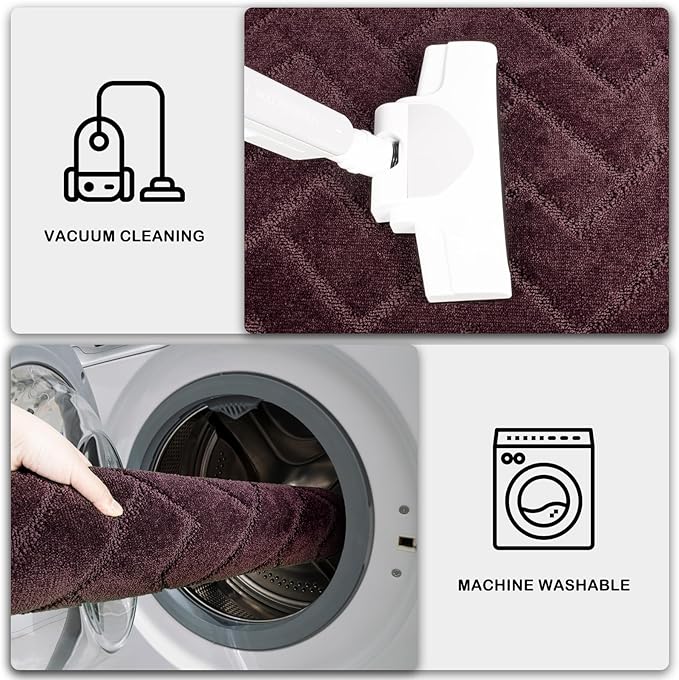 PURRUGS Dirt Trapping Door Mat 32" x 47", Non-Slip Machine Washable Entry Rug, Shoe Scraper, Dog Doormat, Super Absorbent Welcome Mat for Front & Back Door, Muddy Wet Shoes & Paws, Burgundy Red